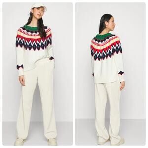 Aerie Fair Isle YOKE SKI- Jumper green multicolored  size large